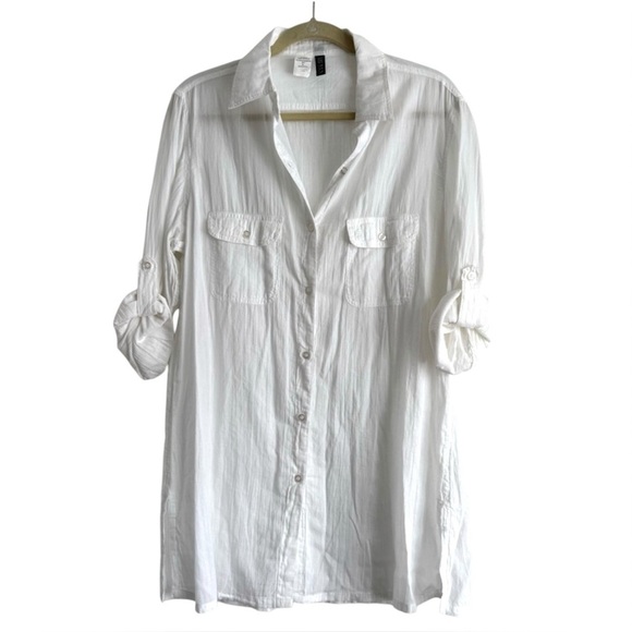 Lauren Ralph Lauren Tops - NEW Lauren Ralph Lauren White Cotton Button Down Blouse Shirt Roll Tab | Large